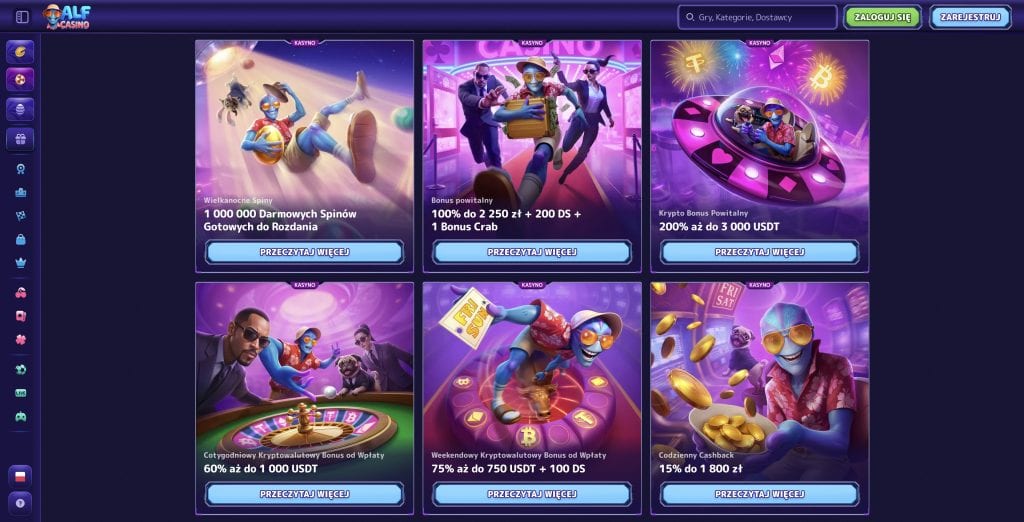 Alf Casino bonusy i promocje