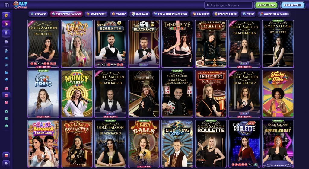 Alf Casino gry kasynowe na żywo