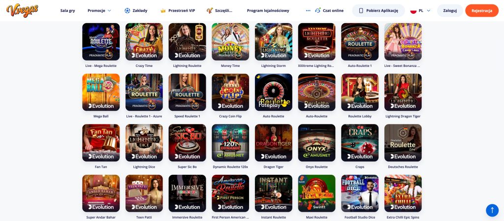 V.Vegas - gry kasynowe na żywo