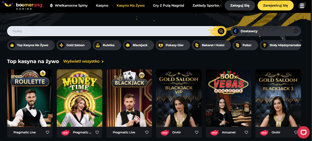 Boomerang kasyno na żywo