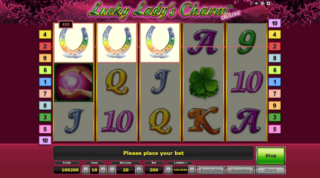 Wygrywająca kombinacja w Lucky Lady’s Charm Deluxe.