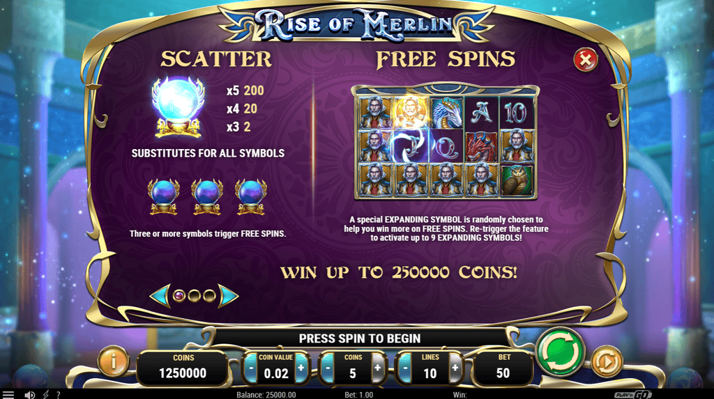 Symbole bonusowe w Rise of Merlin