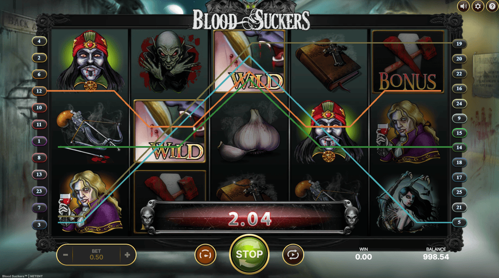 Przykładowa wygrana w slocie Blood Suckers
