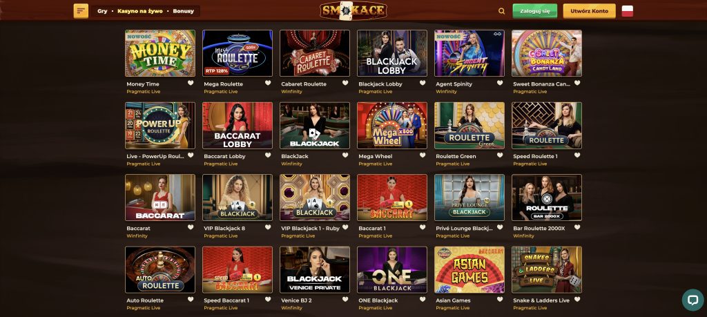 SmokAce gry kasynowe na żywo