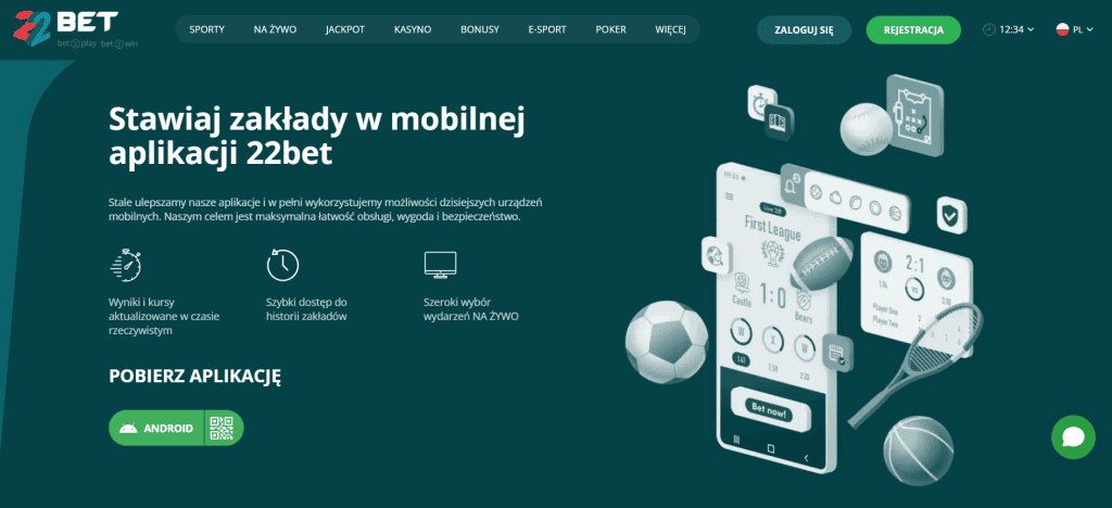 aplikacja mobilna 22bet