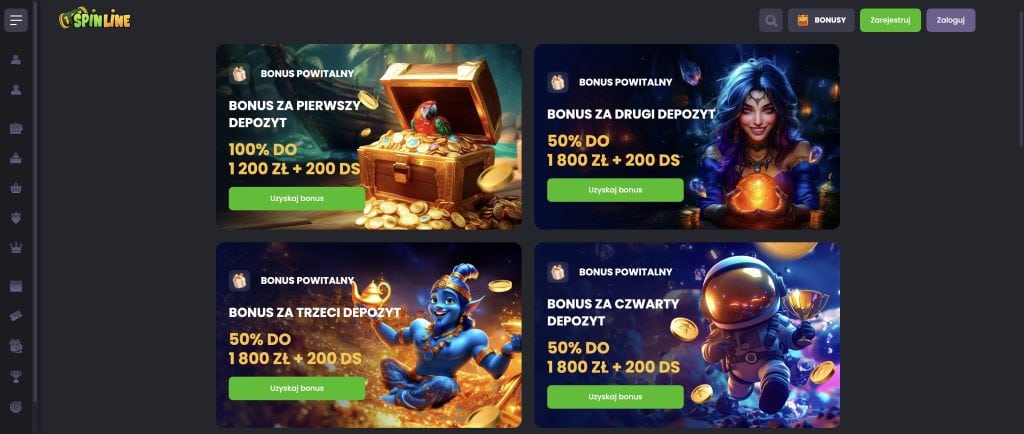 Spinline casino bonusy