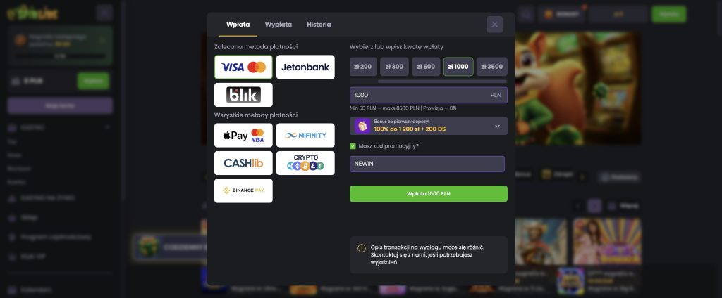 Spinline casino wpłaty i wypłaty