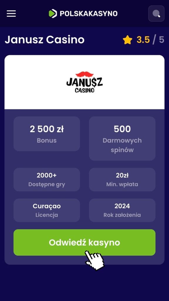 Janusz Casino bonus dla graczy z Polski: pakiet powitalny janusz casino welcome package