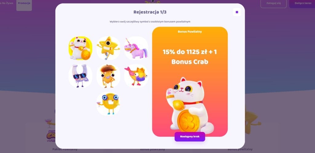 Wybierz avatar i bonus