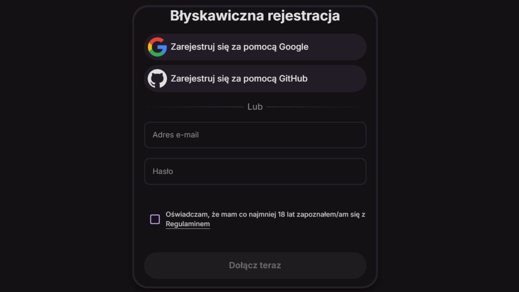 Wprowadź adres e-mail i hasło