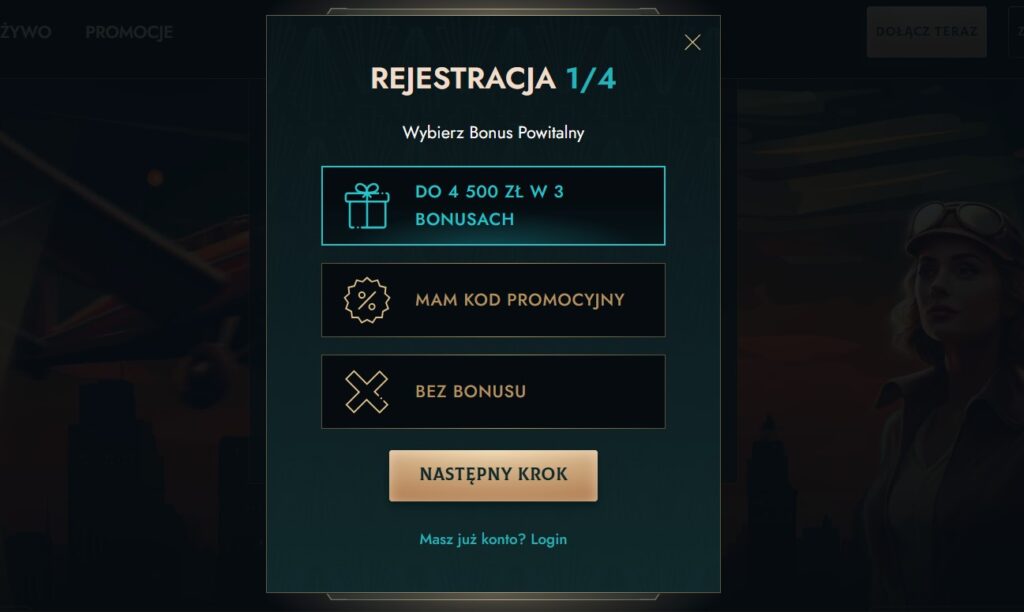 Rozpocznij rejestrację i zaakceptuj bonus