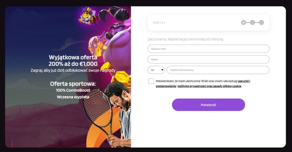 Wpisz adres e-mail, hasło i numer telefonu