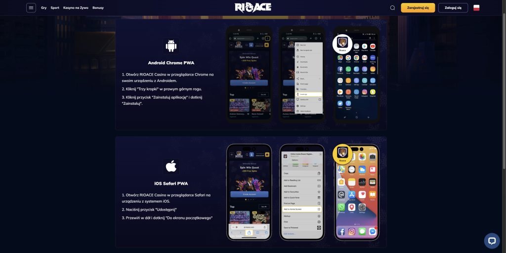 RioAce aplikacja mobilna