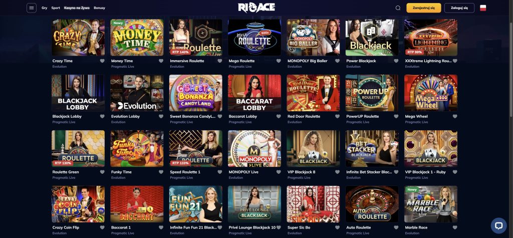 RioAce gry kasynowe na żywo