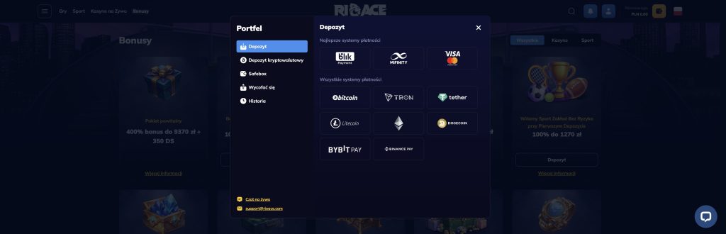 RioAce metody płatności