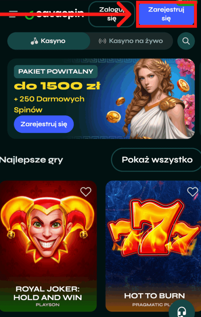 Kliknij w ikonę “Zarejestruj się”