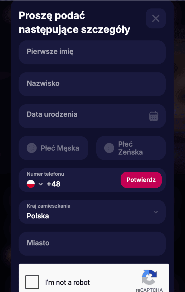 Uzupełnij dane.