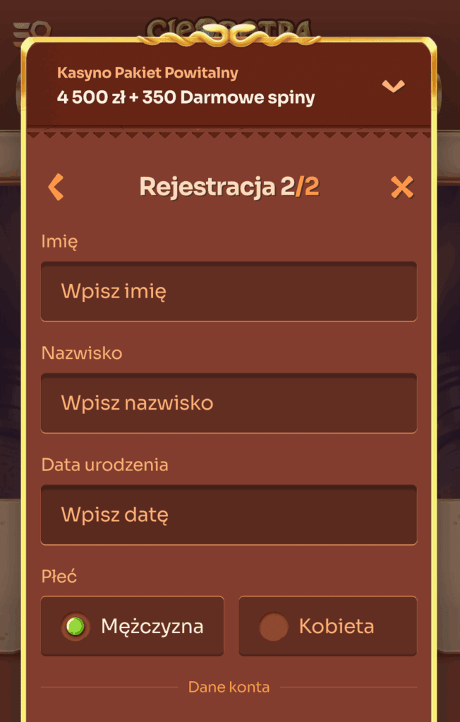 Wpisz szczegółowe dane - 
