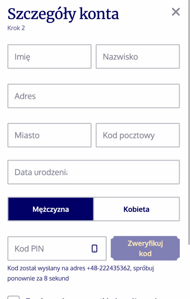 Potwierdź numer telefonu komórkowego - 