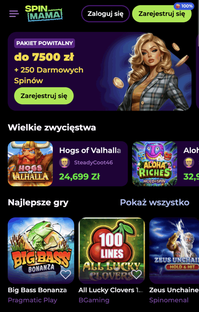 Wejdź na stronę Spinmama.