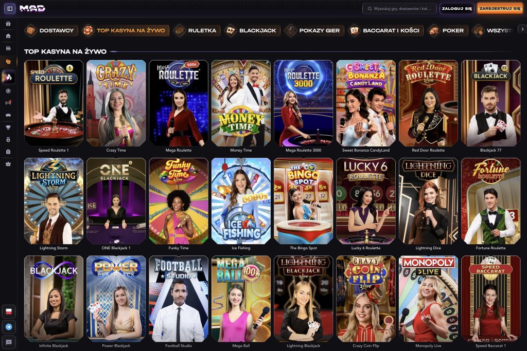 MAD Casino gry kasynowe na żywo
