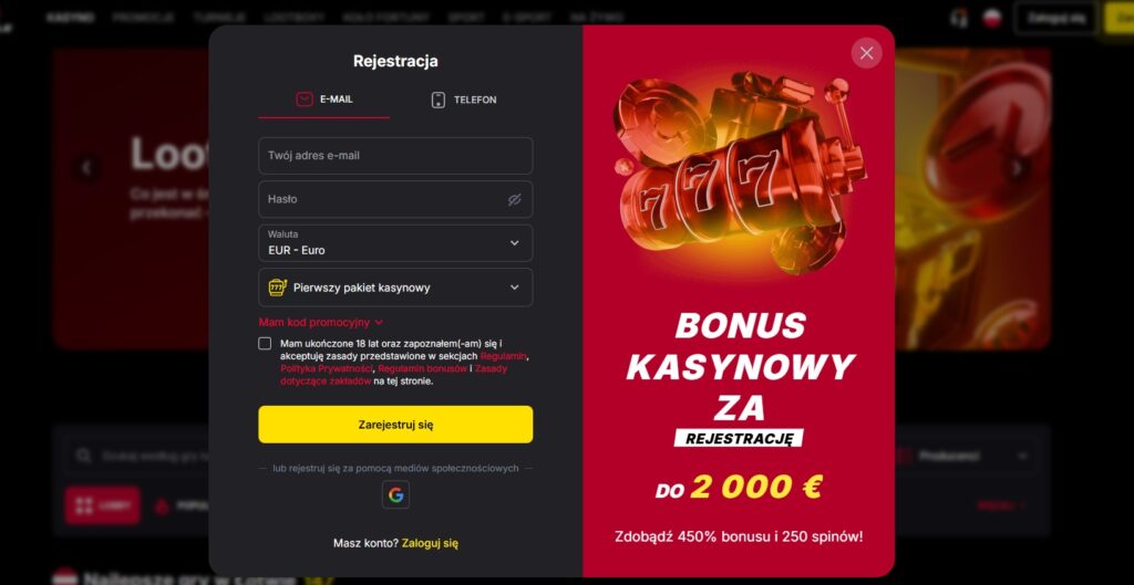Wypełnij formularz rejestracyjny