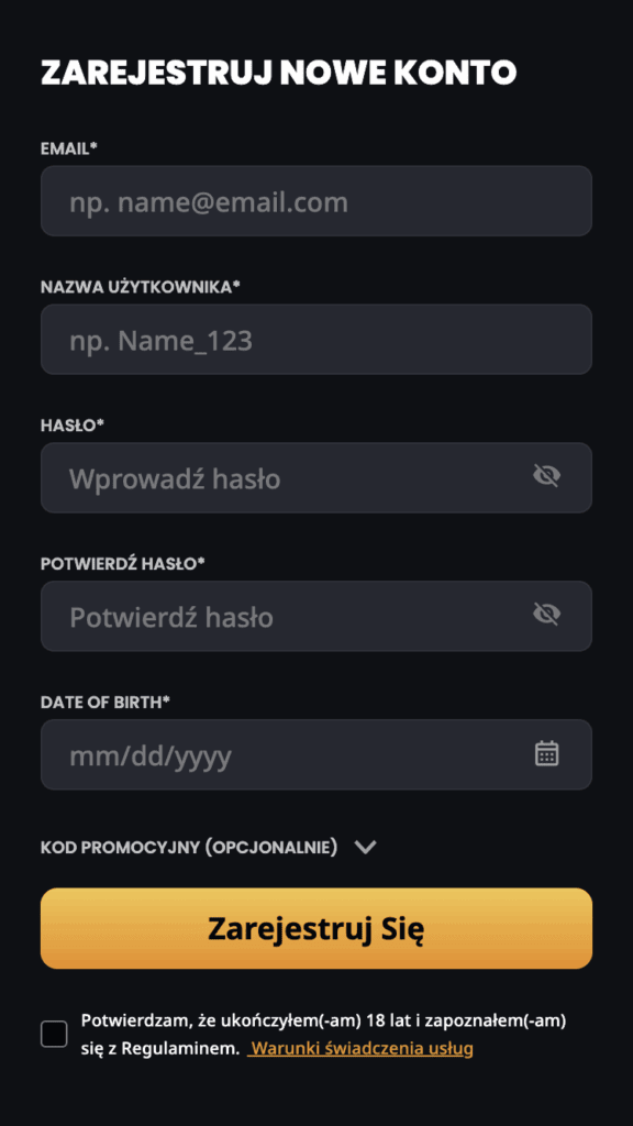 Wprowadź wymagane dane