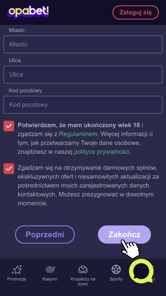 Utwórz konto i graj w kasynie Opabet