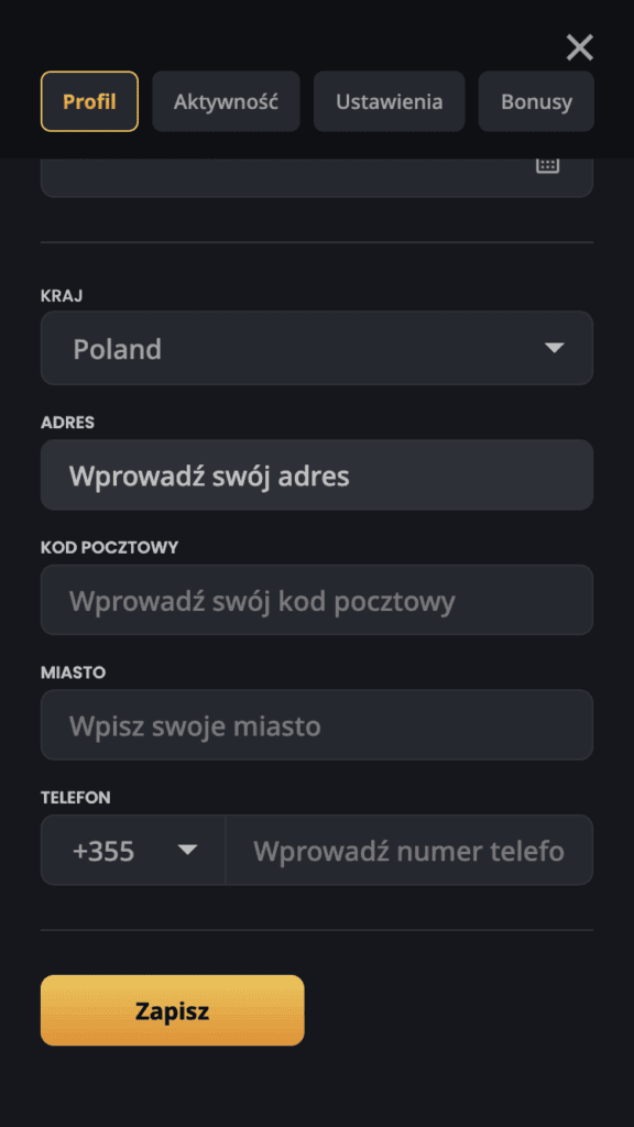 Uzupełnij dodatkowe informacje