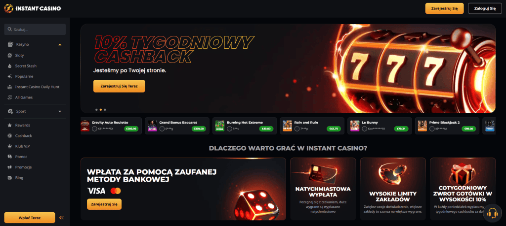 Instant Casino strona główna