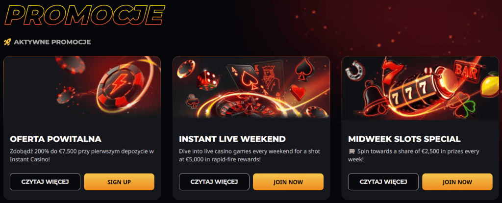 promocje w Instant Casino
