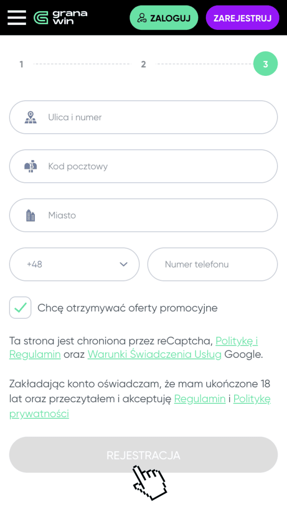 Wpisz niezbędne dane