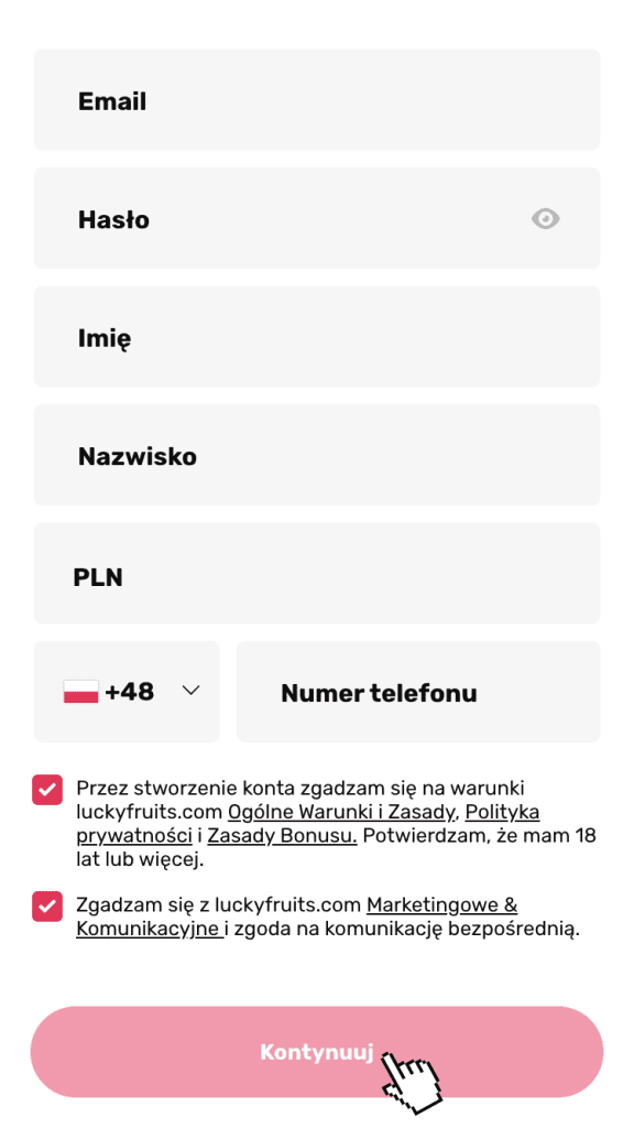 Wpisz niezbędne dane