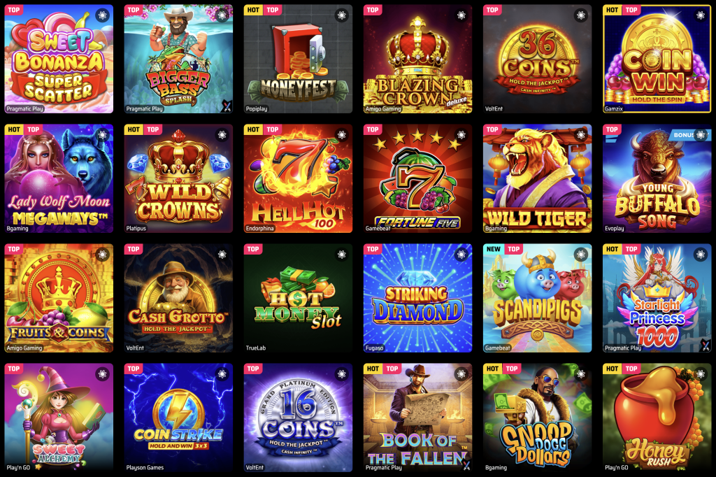 Wybór gier w SlotsVader Casino
