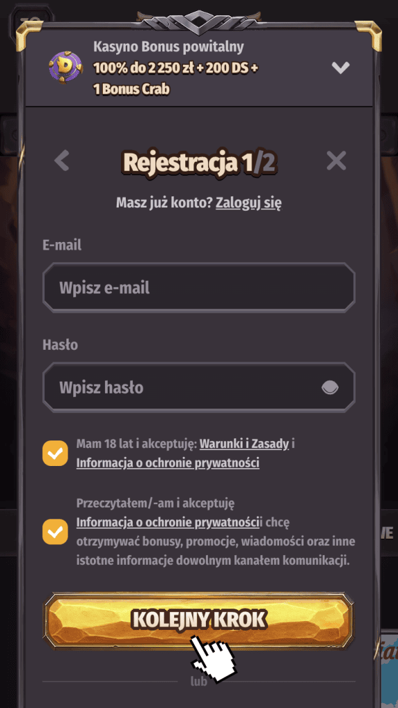 Ustal swoje dane logowania