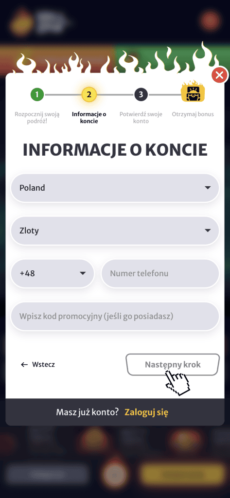 Podaj informacje o koncie