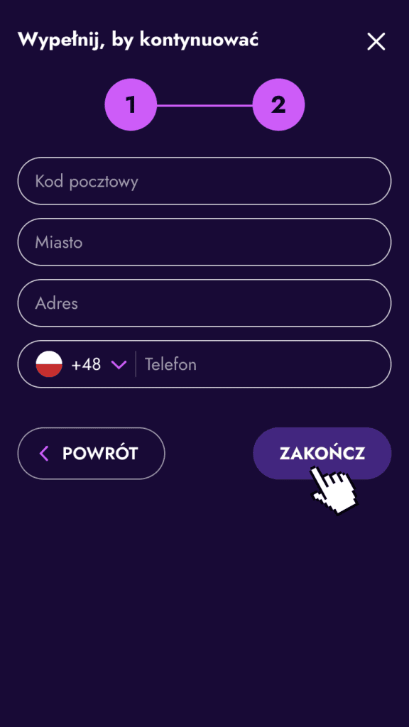 Dokończ rejestrację konta