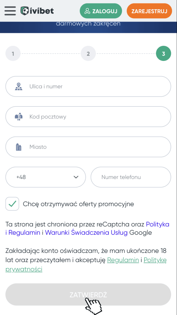 Sfinalizuj rejestrację konta