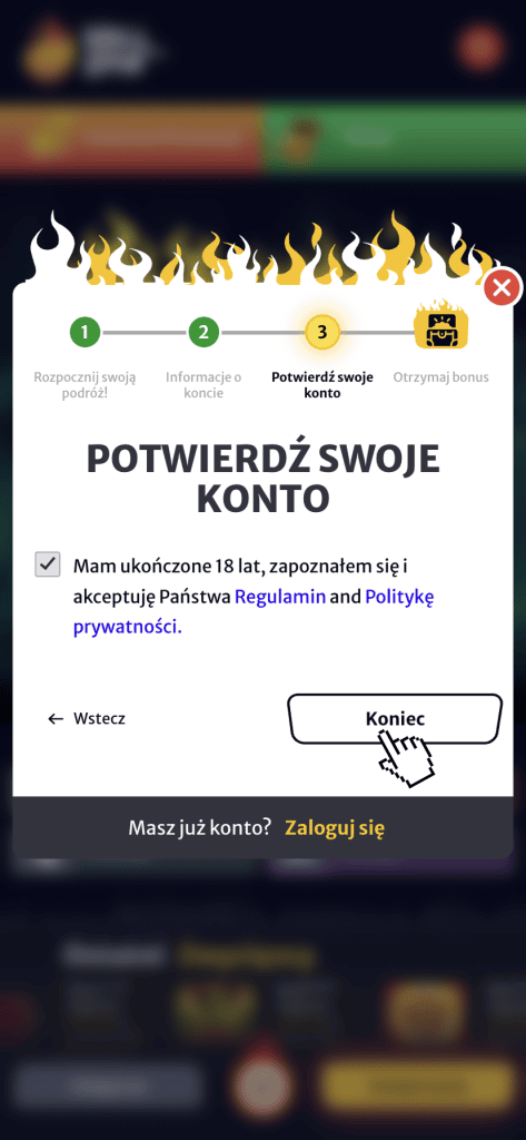 Zakończ rejestrację