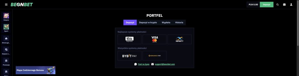 BeonBet metody płatności
