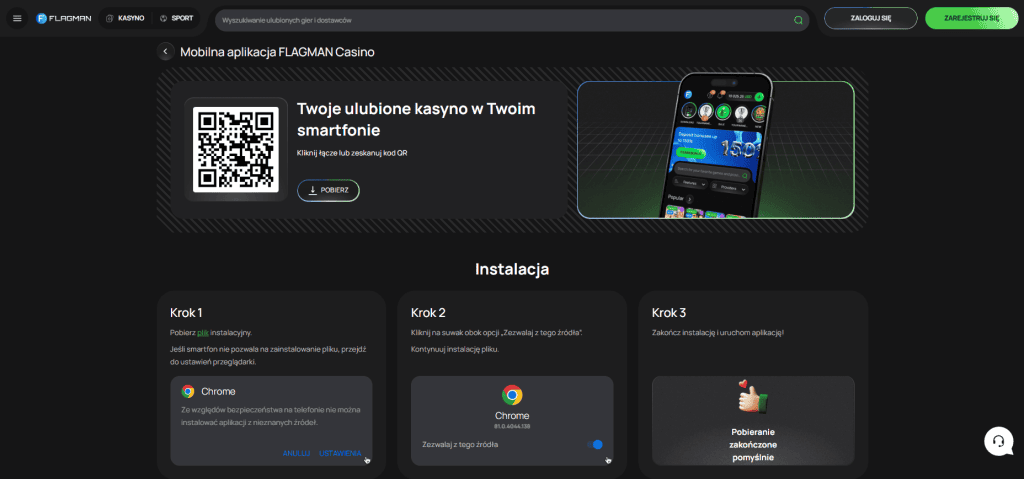 aplikacja mobilna flagman casino