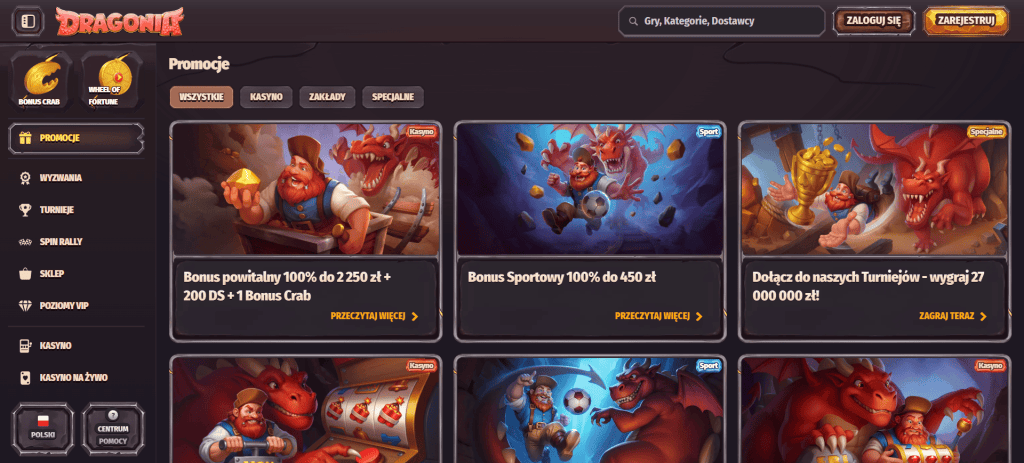 Bonusy w Dragonia Casino
