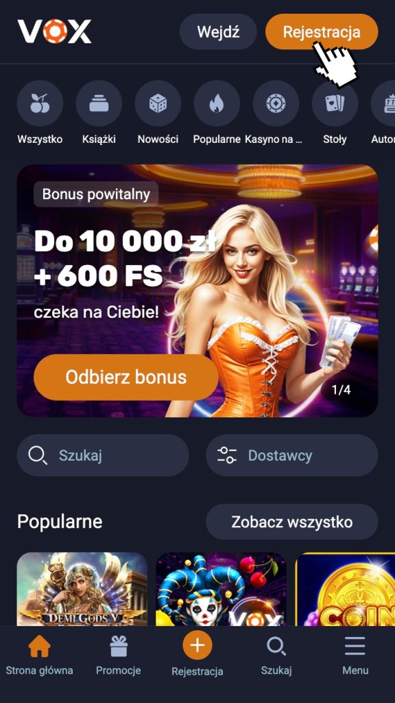 Wejdź na stronę kasyna Vox