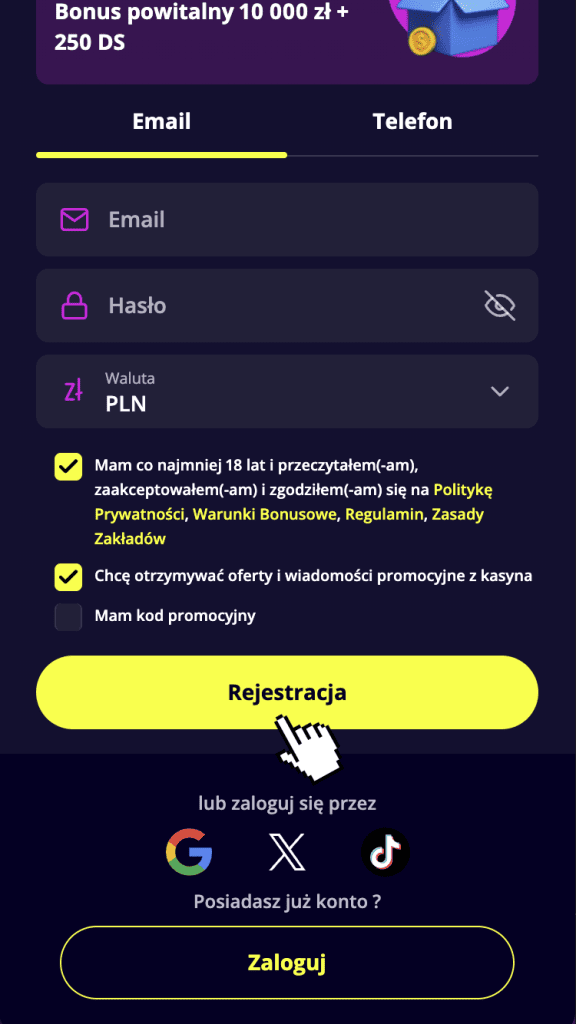 Potwierdź chęć rejestracji