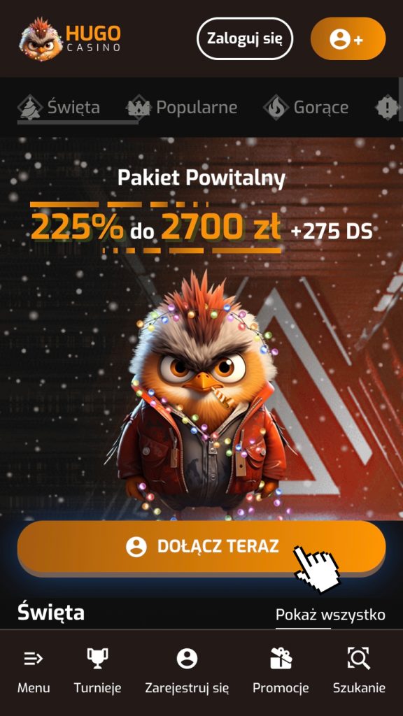 Wejdź na stronę Hugo Casino