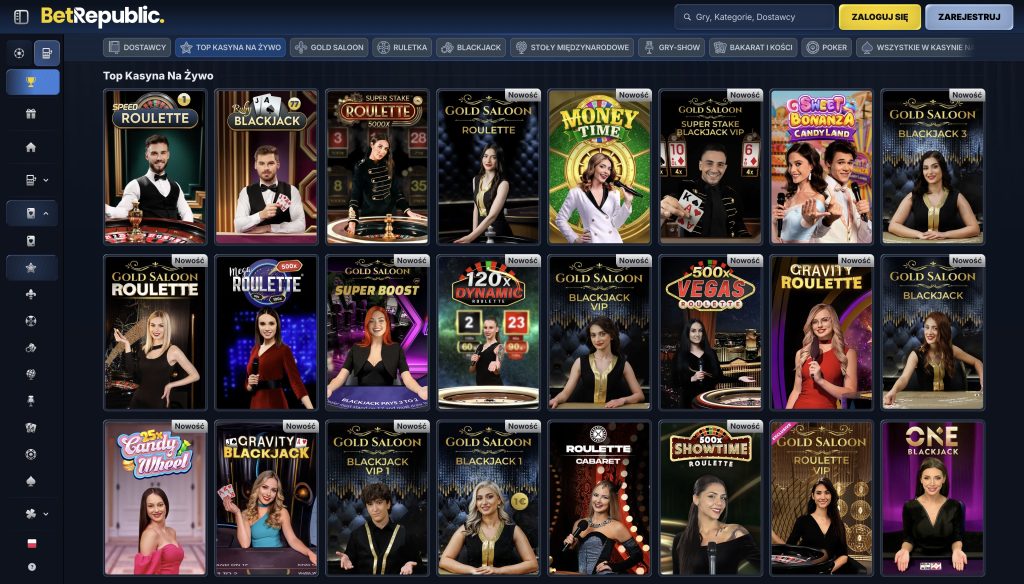 BetRepublic Casino Gry kasynowe na żywo
