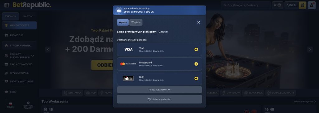 BetRepublic Casino Metody płatności