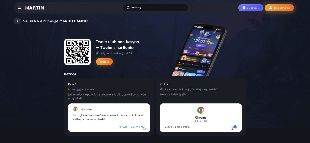 Martin casino na urządzeniach mobilnych
